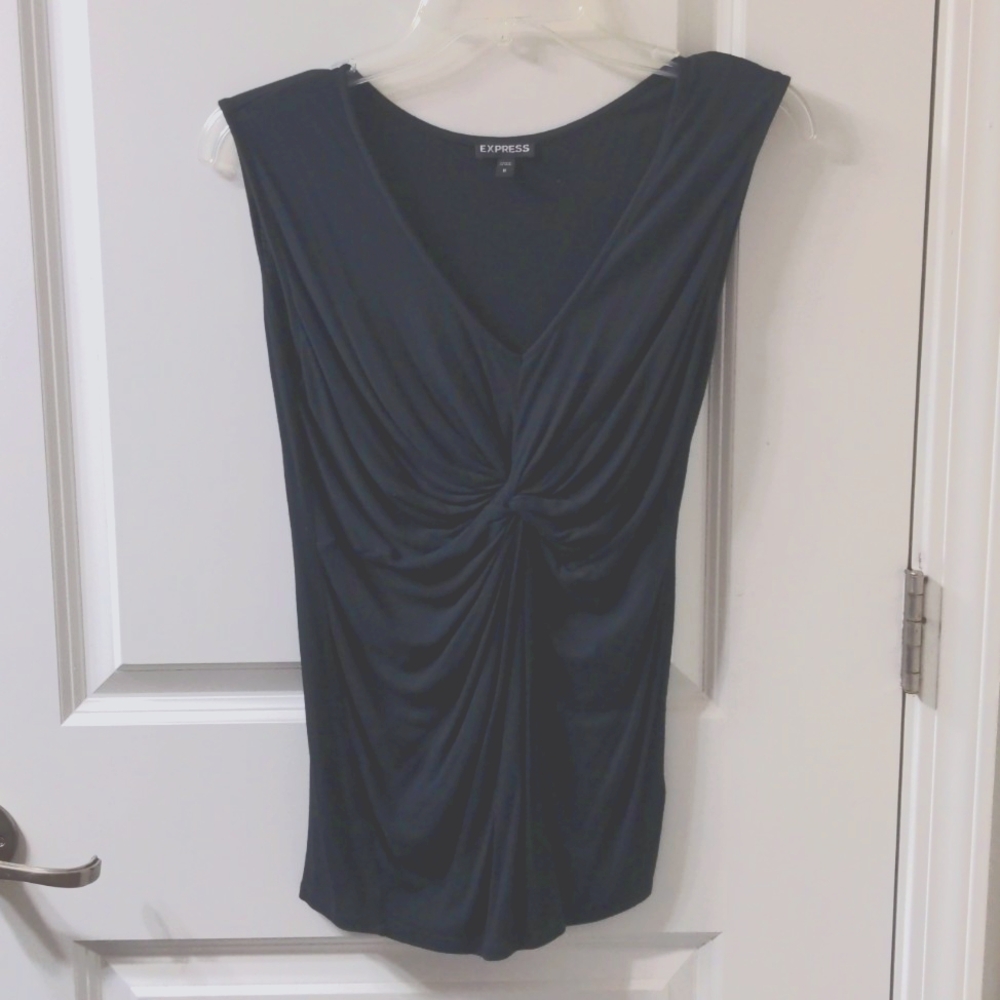 Express VTG Black Sleeveless Office Blouse Undershirt Blazer Pantsuits V-Neck
